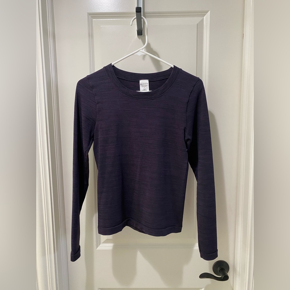 Athleta Women's Renew Seamless Crew Purple Black heather Long Sleeve Tee